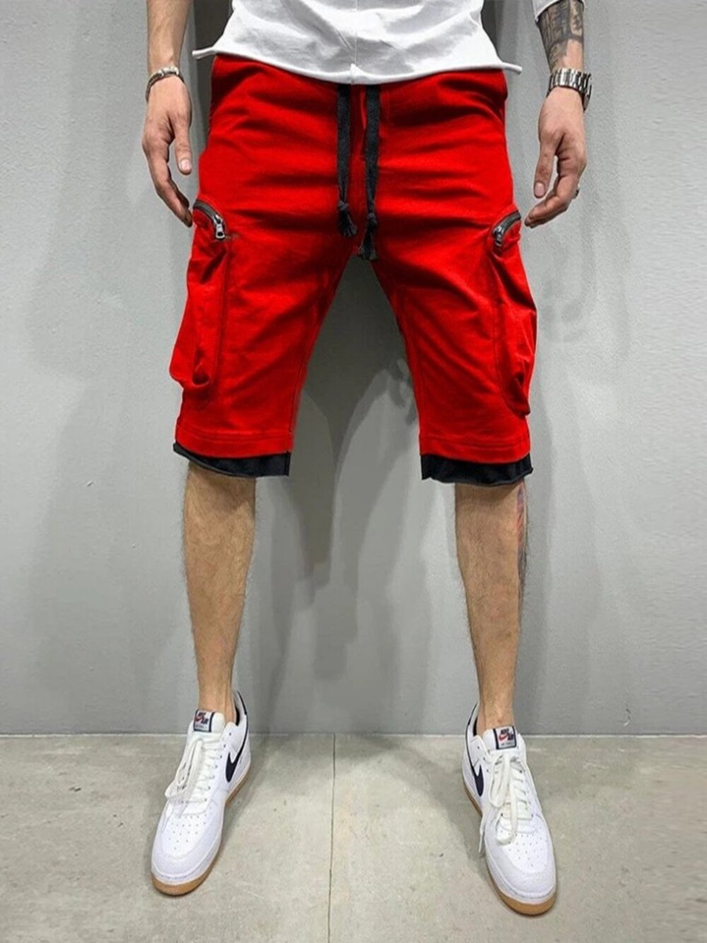 Men Casual Zipper Pocket Shorts Sport Joggers Pants Summer Gym Workout